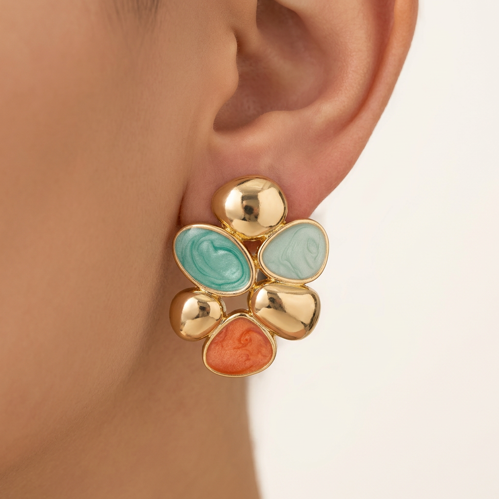 14K Organic Pebble Cluster Earrings