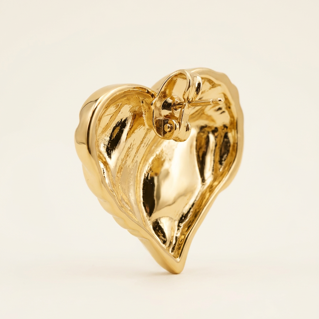 14K Gold Filled Sculptural Crumpled Heart Earrings