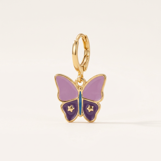 Gold Filled Enamel Butterfly Dangle Earrings