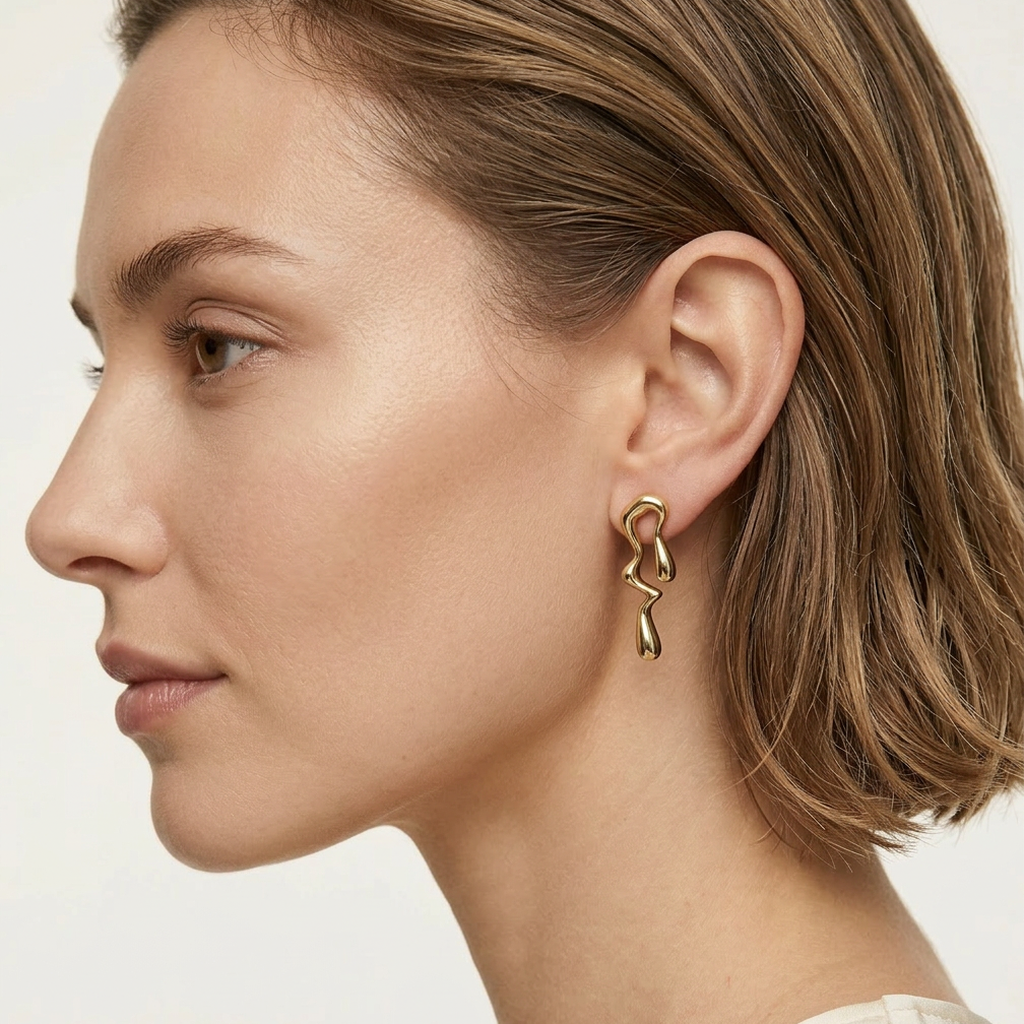 14K Gold Filled Sculptural Molten Earrings
