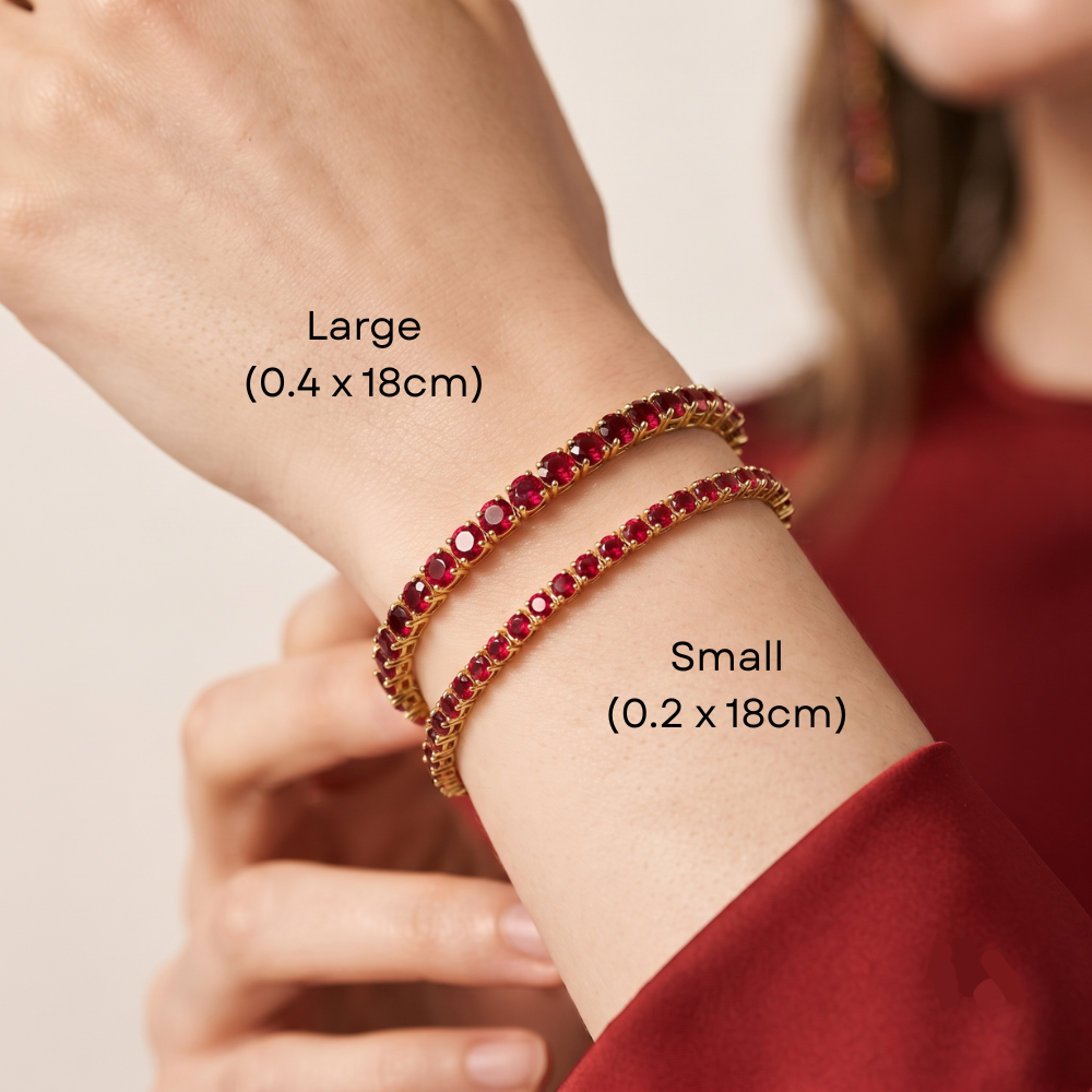 14K Gold Filled Tennis Bracelet - Ruby Red