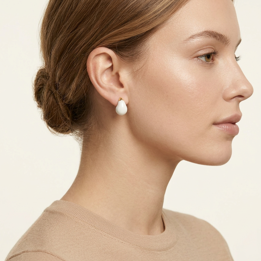 14K Gold Filled White Teardrop Gold Filled Studs