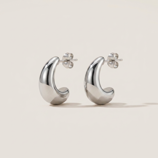 Rhodium Teardrop Stud Earrings
