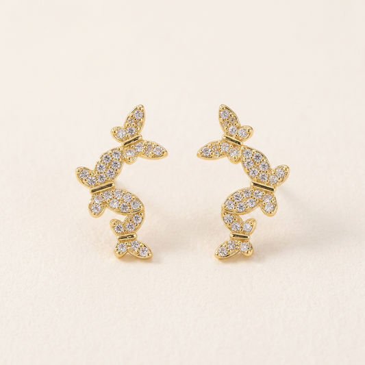 14K Gold Filled Butterfly Cubic Zirconia Stud Earrings
