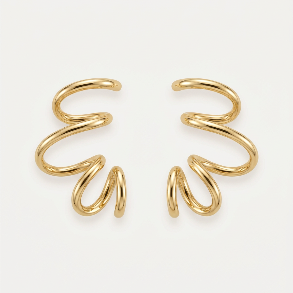 14K Gold Filled Modern Sculptural Ribbon Earrings