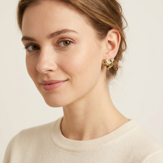 14K Gold Filled Sculptural Crumpled Heart Earrings