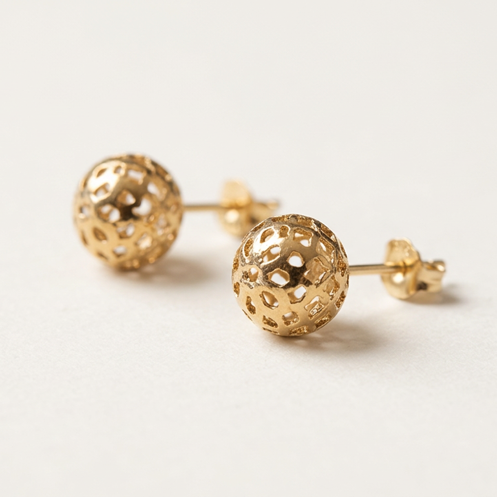 14K Gold Filled Filigree Orb Stud Earrings