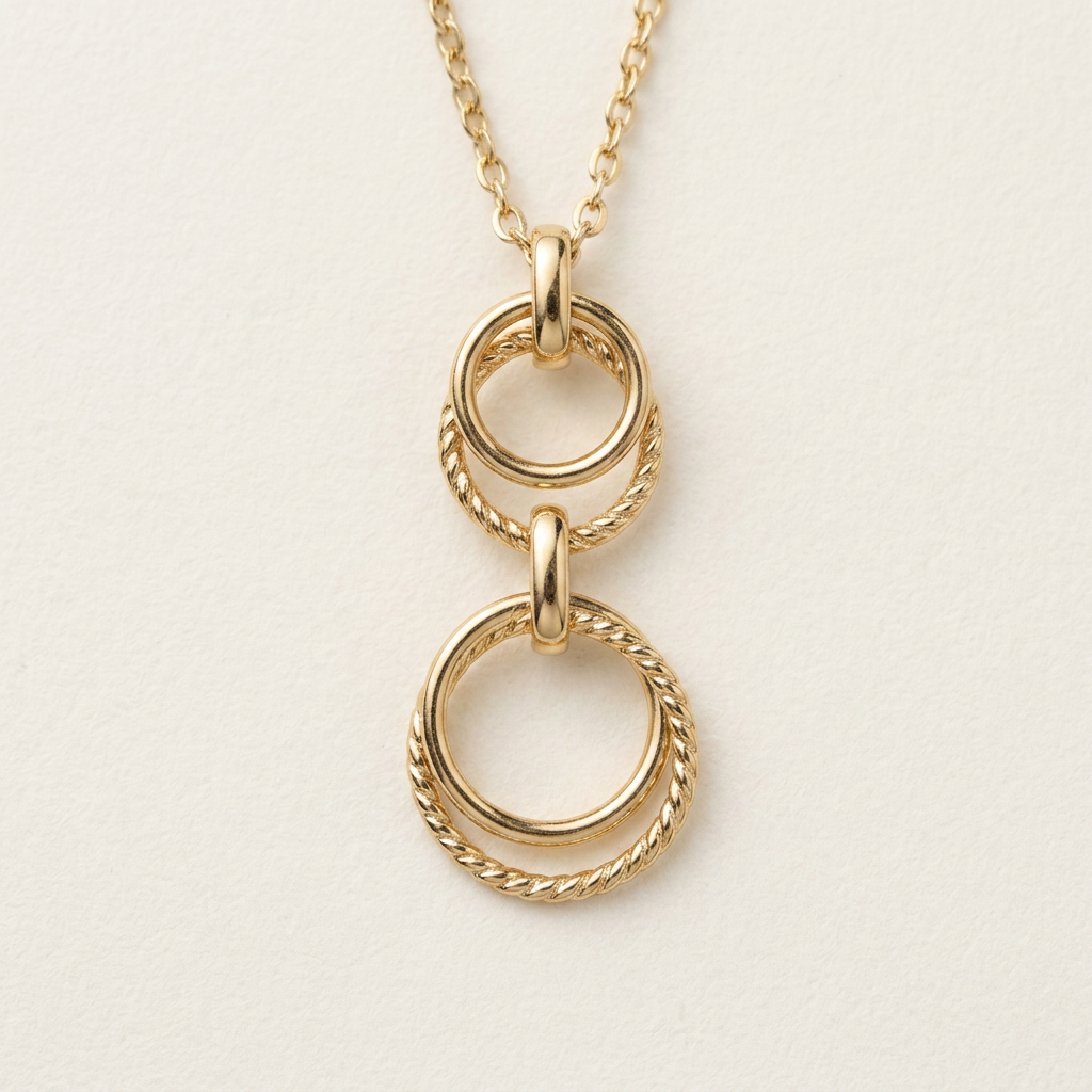 14K Gold Filled Interlocking Circles Pendant Necklace