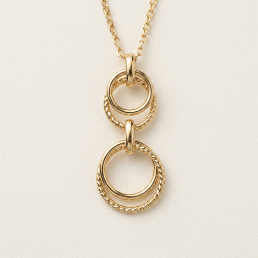 14K Gold Filled Interlocking Circles Pendant Necklace