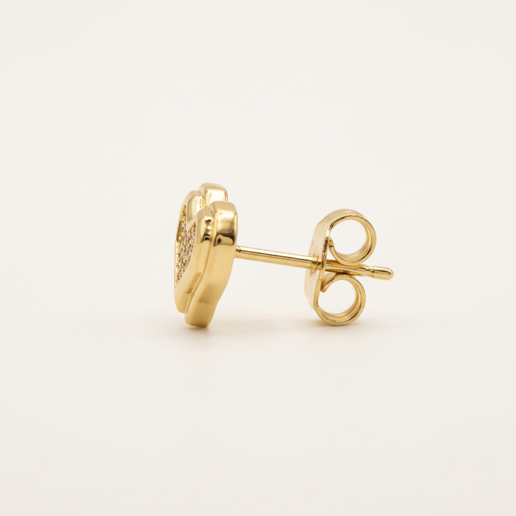 14K Gold Filled Pavé Heart Stud Earrings with Cubic Zirconia