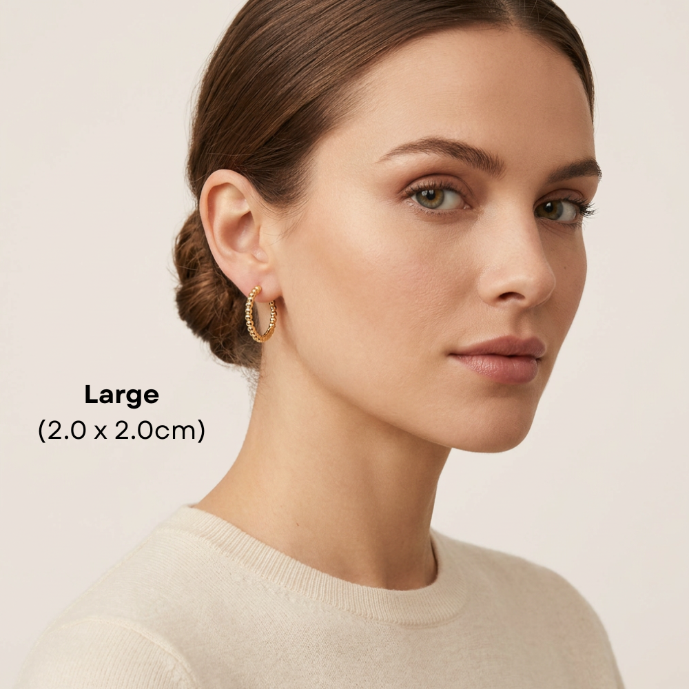 14K Gold Filled Beaded Huggie Hoop Earrings