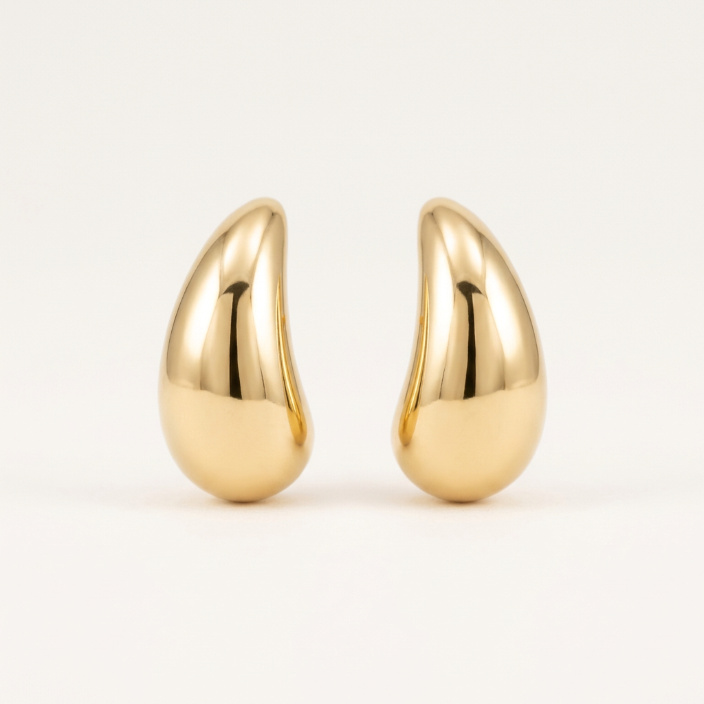 14K Polished Gold Filled Droplet Stud Earrings