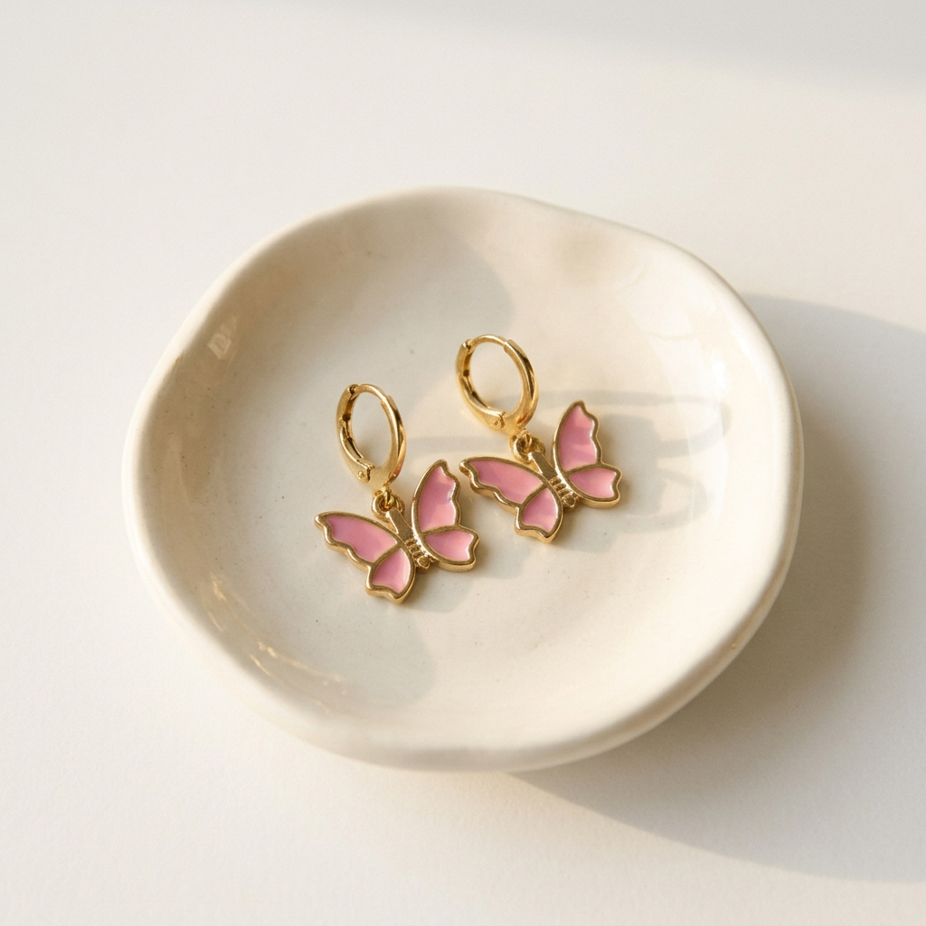 Gold Filled Reversible Butterfly Huggie Earrings