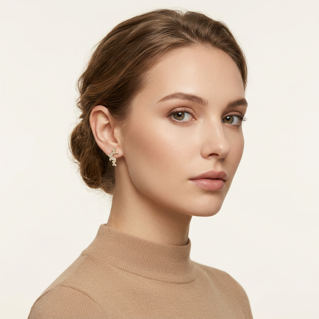 14K Gold Filled Butterfly Cubic Zirconia Stud Earrings