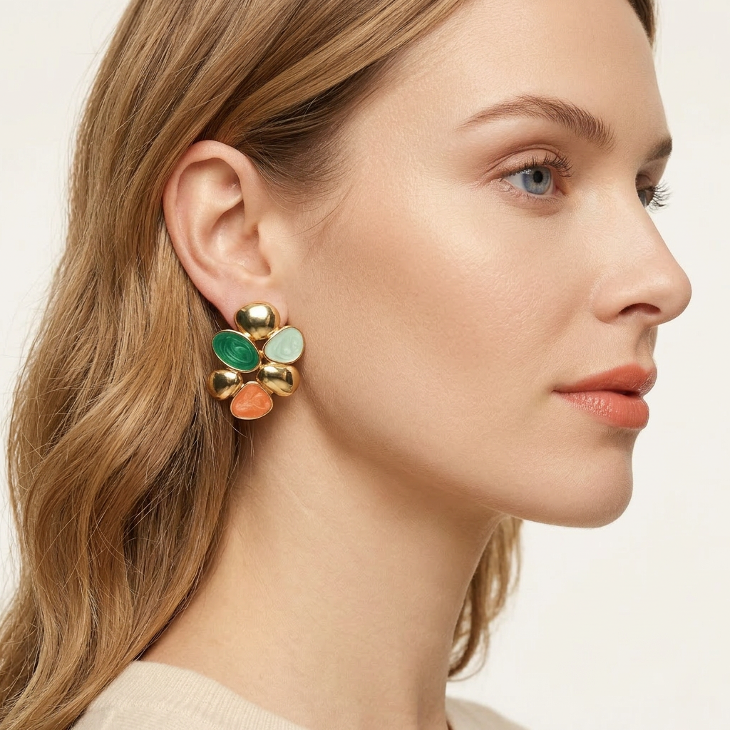 14K Organic Pebble Cluster Earrings