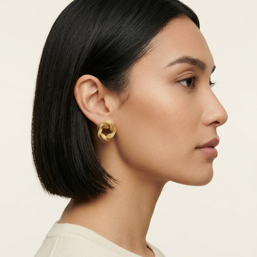 14K Gold Filled Pleated Organic Stud Earrings