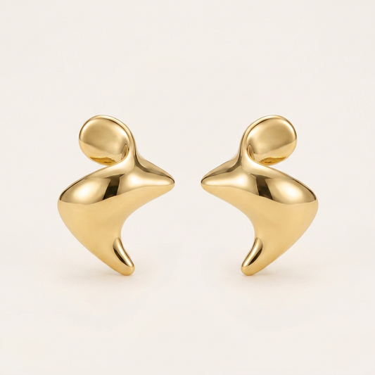 14K Gold Filled Sculptural Fluid Abstract Stud Earrings