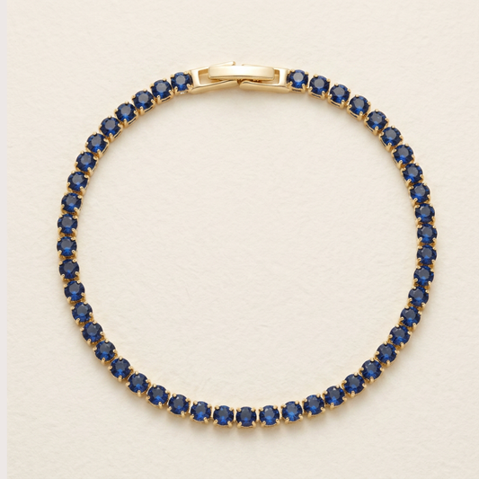 14K Gold Filled Tennis Bracelet - Sapphire Blue