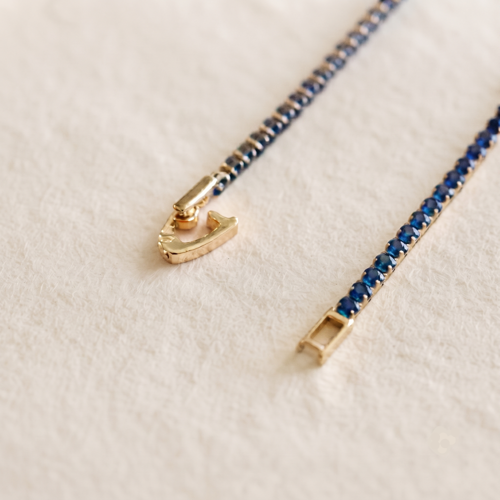 14K Gold Filled Tennis Bracelet - Sapphire Blue