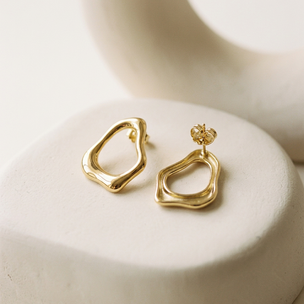 14K Gold Filled Aura Sculptural Organic Forme Stud Earrings